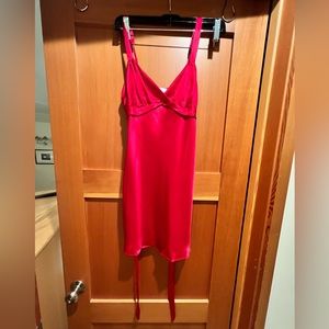 Red 100% silk mini slip nighty